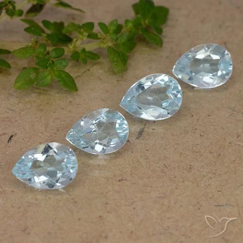 Gemme di Topazio Celeste naturale da 3.18 ct, Forma a pera, VVS-VS