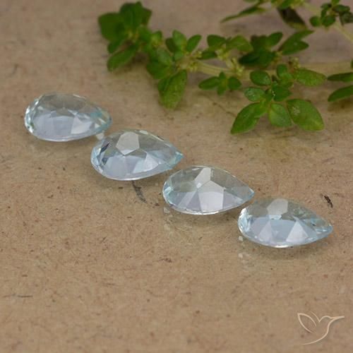 Gemme di Topazio Celeste naturale da 3.18 ct, Forma a pera, VVS-VS