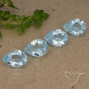 Gemme di Topazio Celeste naturale da 3.30 ct, Forma a pera, VVS-VS