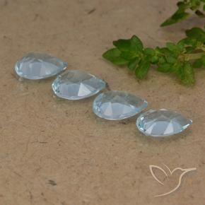 Gemme di Topazio Celeste naturale da 3.30 ct, Forma a pera, VVS-VS