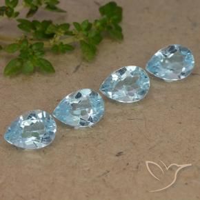 Gemme di Topazio Celeste naturale da 3.52 ct, Forma a pera, VVS-VS