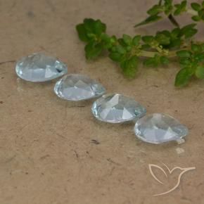 Gemme di Topazio Celeste naturale da 3.39 ct, Forma a pera, VVS-VS
