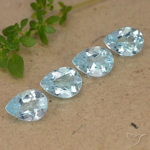 Gemme di Topazio Celeste naturale da 3.41 ct, Forma a pera, VVS-VS