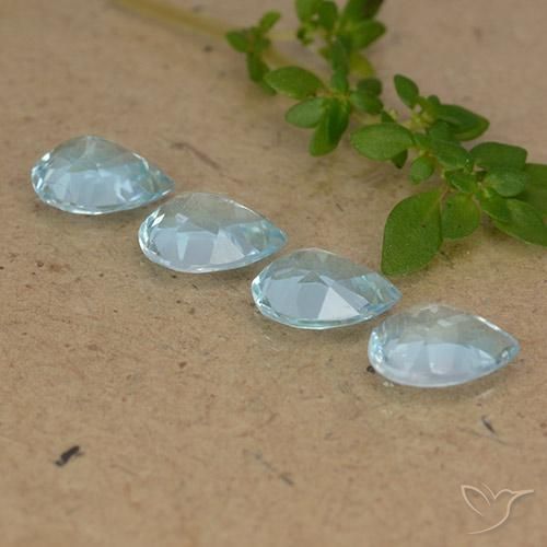 Gemme di Topazio Celeste naturale da 3.41 ct, Forma a pera, VVS-VS