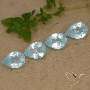 Gemme di Topazio Celeste naturale da 3.19 ct, Forma a pera, VVS-VS