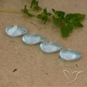 Gemme di Topazio Celeste naturale da 3.19 ct, Forma a pera, VVS-VS