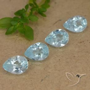 Gemme di Topazio Celeste naturale da 3.21 ct, Forma a pera, VVS-VS
