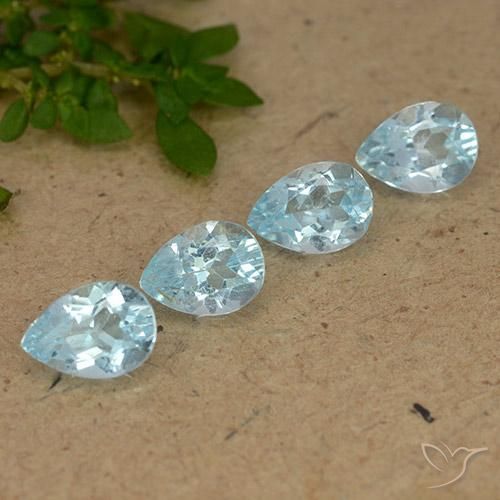 Gemme di Topazio Celeste naturale da 3.09 ct, Forma a pera, VVS-VS