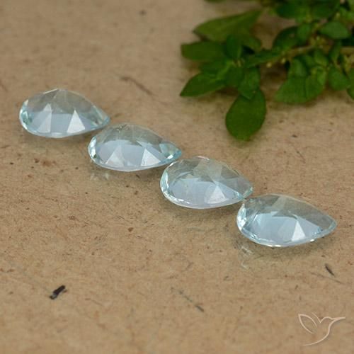 Gemme di Topazio Celeste naturale da 3.09 ct, Forma a pera, VVS-VS