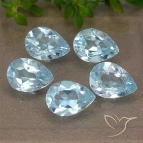 Gemme di Topazio Celeste naturale da 4.12 ct, Forma a pera, VVS-VS
