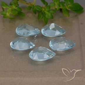 Gemme di Topazio Celeste naturale da 4.12 ct, Forma a pera, VVS-VS