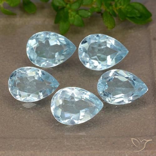 Gemme di Topazio Celeste naturale da 4.29 ct, Forma a pera, VVS-VS