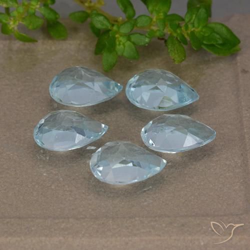 Gemme di Topazio Celeste naturale da 4.29 ct, Forma a pera, VVS-VS