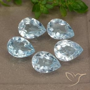 Gemme di Topazio Celeste naturale da 4.26 ct, Forma a pera, VVS-VS