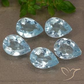 Gemme di Topazio Celeste naturale da 4.05 ct, Forma a pera, VVS-VS