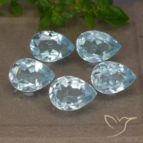 Gemme di Topazio Celeste naturale da 4.06 ct, Forma a pera, VVS-VS