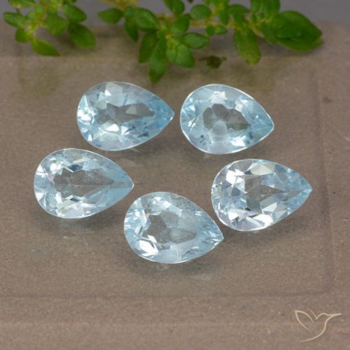 Gemme di Topazio Celeste naturale da 4.36 ct, Forma a pera, VVS-VS