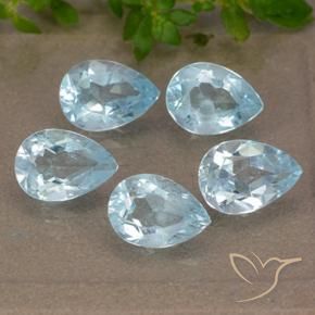 Gemme di Topazio Celeste naturale da 4.36 ct, Forma a pera, VVS-VS
