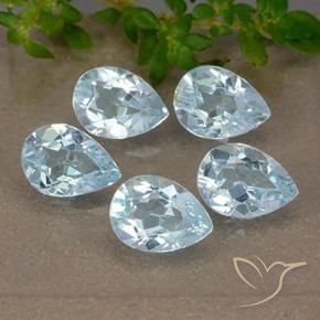 Gemme di Topazio Celeste naturale da 3.99 ct, Forma a pera, VVS-VS