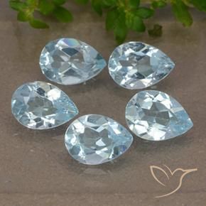 Gemme di Topazio Celeste naturale da 3.75 ct, Forma a pera, VVS-VS