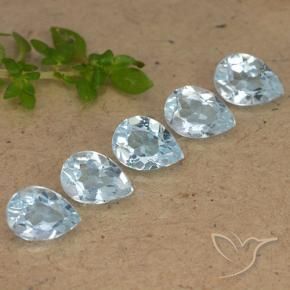 Gemme di Topazio Celeste naturale da 4.24 ct, Forma a pera, VVS-VS