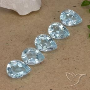 Gemme di Topazio Celeste naturale da 3.87 ct, Forma a pera, VVS-VS