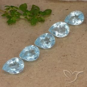 Gemme di Topazio Celeste naturale da 4.22 ct, Forma a pera, VVS-VS
