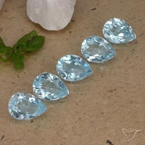 Gemme di Topazio Celeste naturale da 4.20 ct, Forma a pera, VVS-VS
