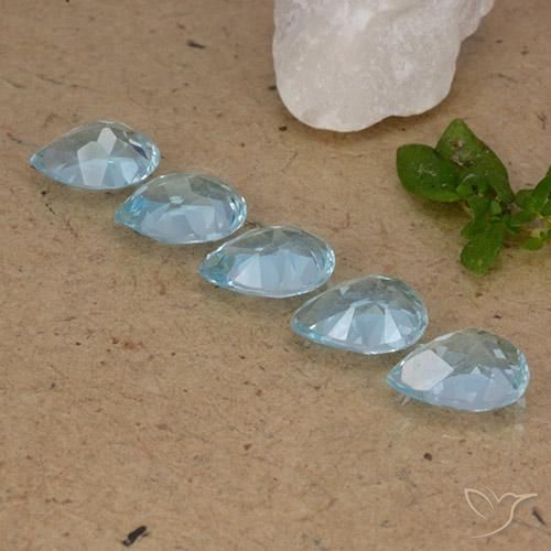 Gemme di Topazio Celeste naturale da 4.20 ct, Forma a pera, VVS-VS
