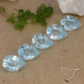 Gemme di Topazio Celeste naturale da 4.20 ct, Forma a pera, VVS-VS