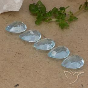 Gemme di Topazio Celeste naturale da 4.20 ct, Forma a pera, VVS-VS