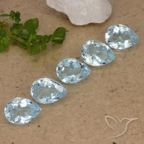 Gemme di Topazio Celeste naturale da 4.16 ct, Forma a pera, VVS-VS