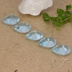 Gemme di Topazio Celeste naturale da 4.16 ct, Forma a pera, VVS-VS