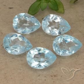 Gemme di Topazio Celeste naturale da 3.95 ct, Forma a pera, VVS-VS