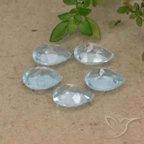 Gemme di Topazio Celeste naturale da 3.95 ct, Forma a pera, VVS-VS