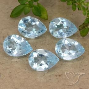 Gemme di Topazio Celeste naturale da 3.97 ct, Forma a pera, VVS-VS