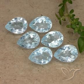 Gemme di Topazio Celeste naturale da 5.02 ct, Forma a pera, VVS-VS