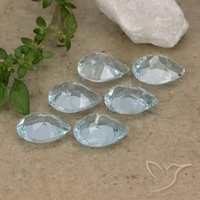 Gemme di Topazio Celeste naturale da 4.88 ct, Forma a pera, VVS-VS