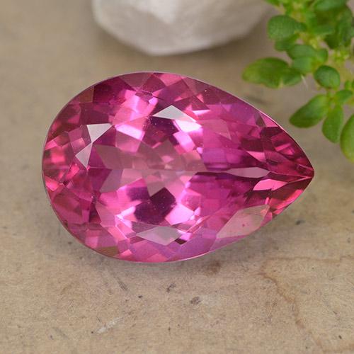 6.81ct Naturale Magenta intenso Topazio, Forma a pera, VVS-VS
