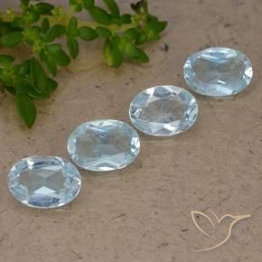 Gemme di Topazio Celeste naturale da 3.43 ct, Ovale, VVS-VS