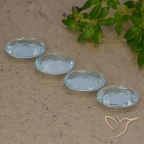 Gemme di Topazio Celeste naturale da 3.43 ct, Ovale, VVS-VS