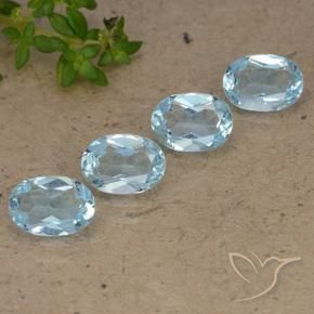 Gemme di Topazio Celeste naturale da 3.61 ct, Ovale, VVS-VS