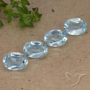 Gemme di Topazio Celeste naturale da 3.66 ct, Ovale, VVS-VS