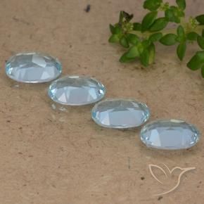 Gemme di Topazio Celeste naturale da 3.66 ct, Ovale, VVS-VS