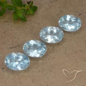 Gemme di Topazio Celeste naturale da 3.64 ct, Ovale, VVS-VS