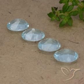 Gemme di Topazio Celeste naturale da 3.64 ct, Ovale, VVS-VS