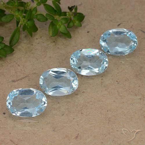 Gemme di Topazio Celeste naturale da 3.52 ct, Ovale, VVS-VS