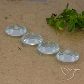 Gemme di Topazio Celeste naturale da 3.96 ct, Ovale, VVS-VS