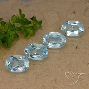 Gemme di Topazio Celeste naturale da 3.73 ct, Ovale, VVS-VS