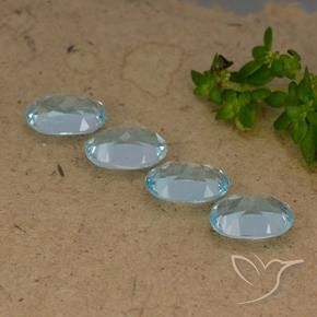 Gemme di Topazio Celeste naturale da 3.73 ct, Ovale, VVS-VS